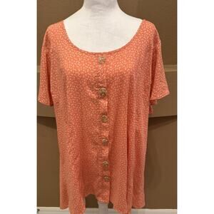 Torrid Flare Top Womens Coral Ditsy Leaf Print Woven Size 3